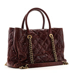 Glazed Caviar Quilted Small Shiva Tote Burgundy
