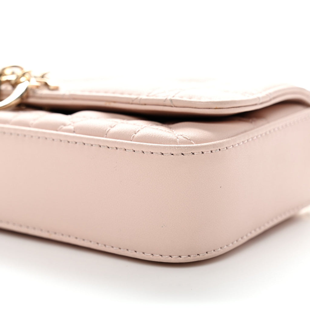 Lambskin Cannage Dior Talk Phone Pouch Rose Poudre
