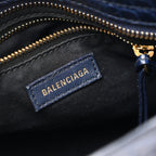 Calfskin Crocodile Embossed Gold Metallic Edge Hardware Mini City Bleu