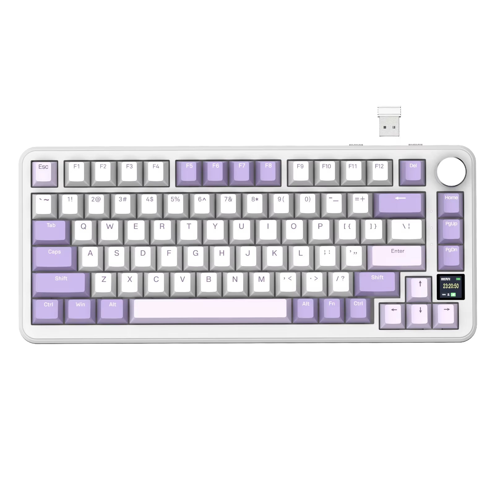 75% Mechanical Keyboard with Display and Knob, Hot-Swappable, Wireless 2.4GHz/Bluetooth/Wired, RGB Gasket Mount QM
