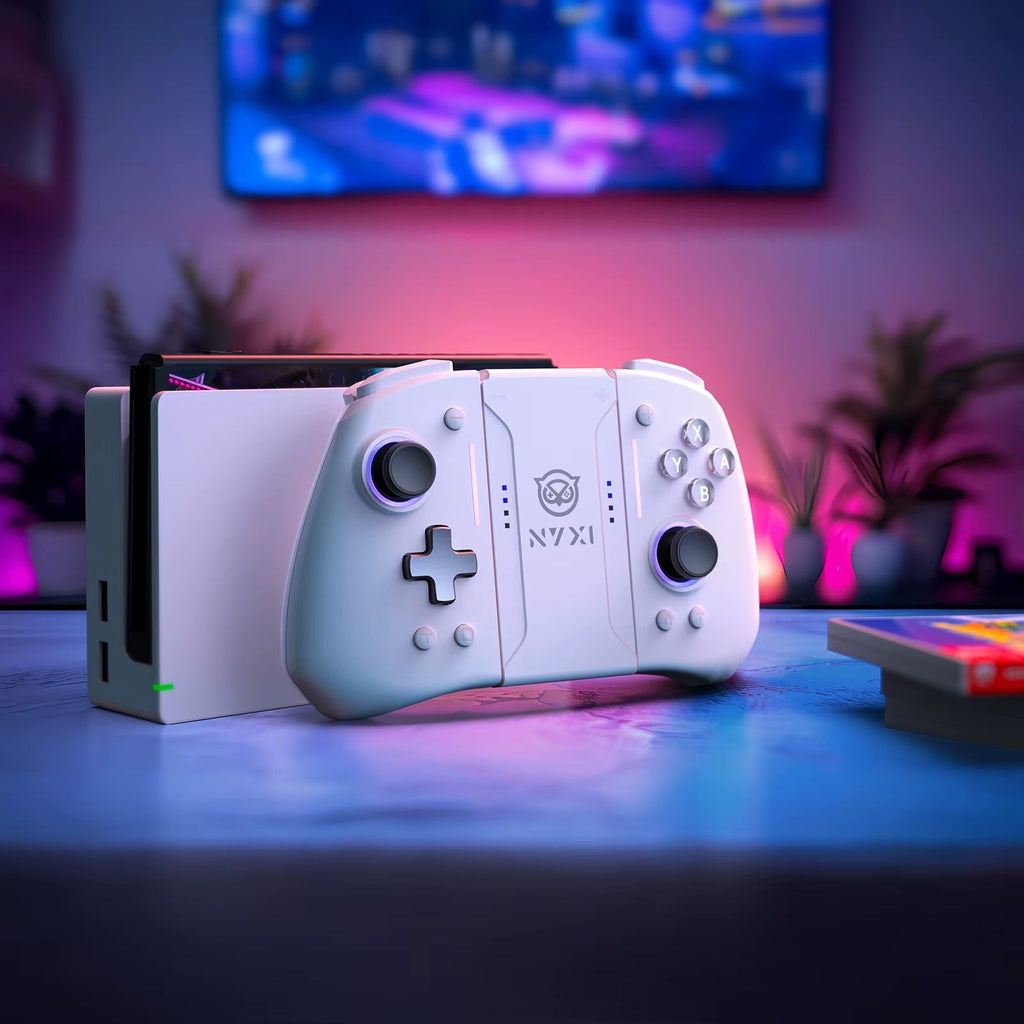 Pro Hall Wireless Game Controller with RGB Lighting for Nintendo Switch - White Gamepad