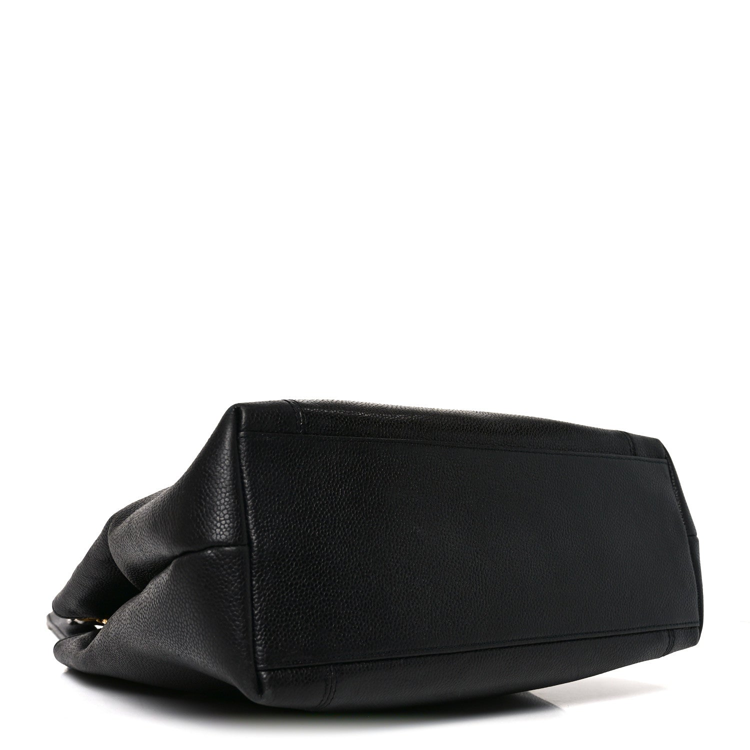 Caviar Embroidered Logo Shoulder Bag Black