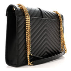 Grain De Poudre Matelasse Chevron Large Monogram Satchel Black