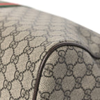 GG Supreme Monogram Textured Dollar Calfskin Web Medium Savoy Duffle Bag Beige Dark Brown
