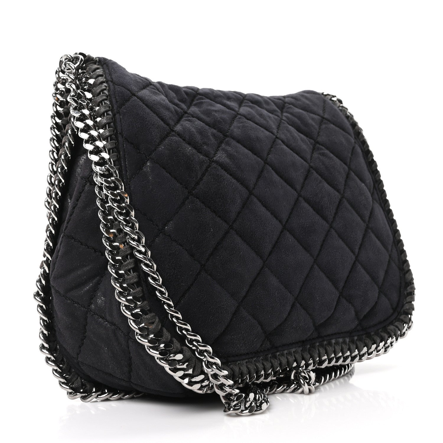 Shaggy Deer Quilted Falabella Shoulder Bag Black