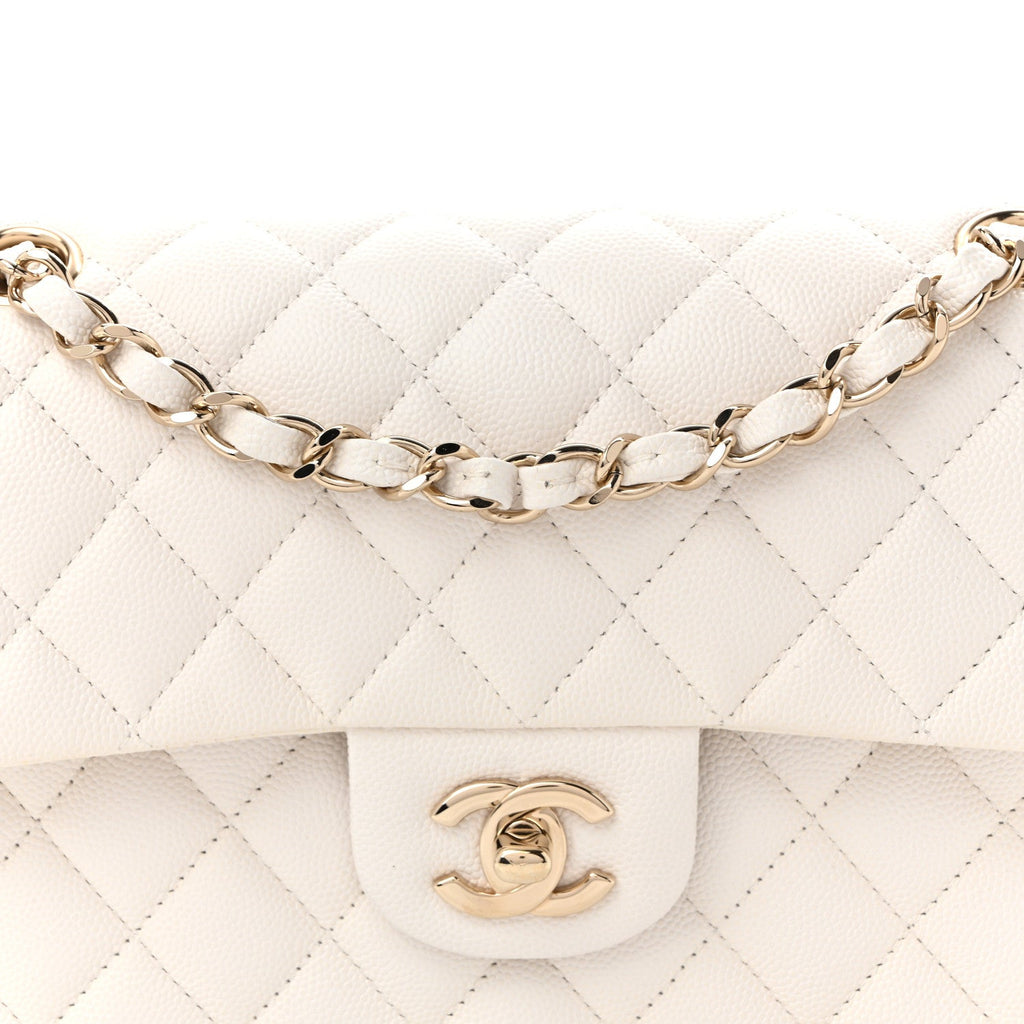 Caviar Quilted Small Double Flap White