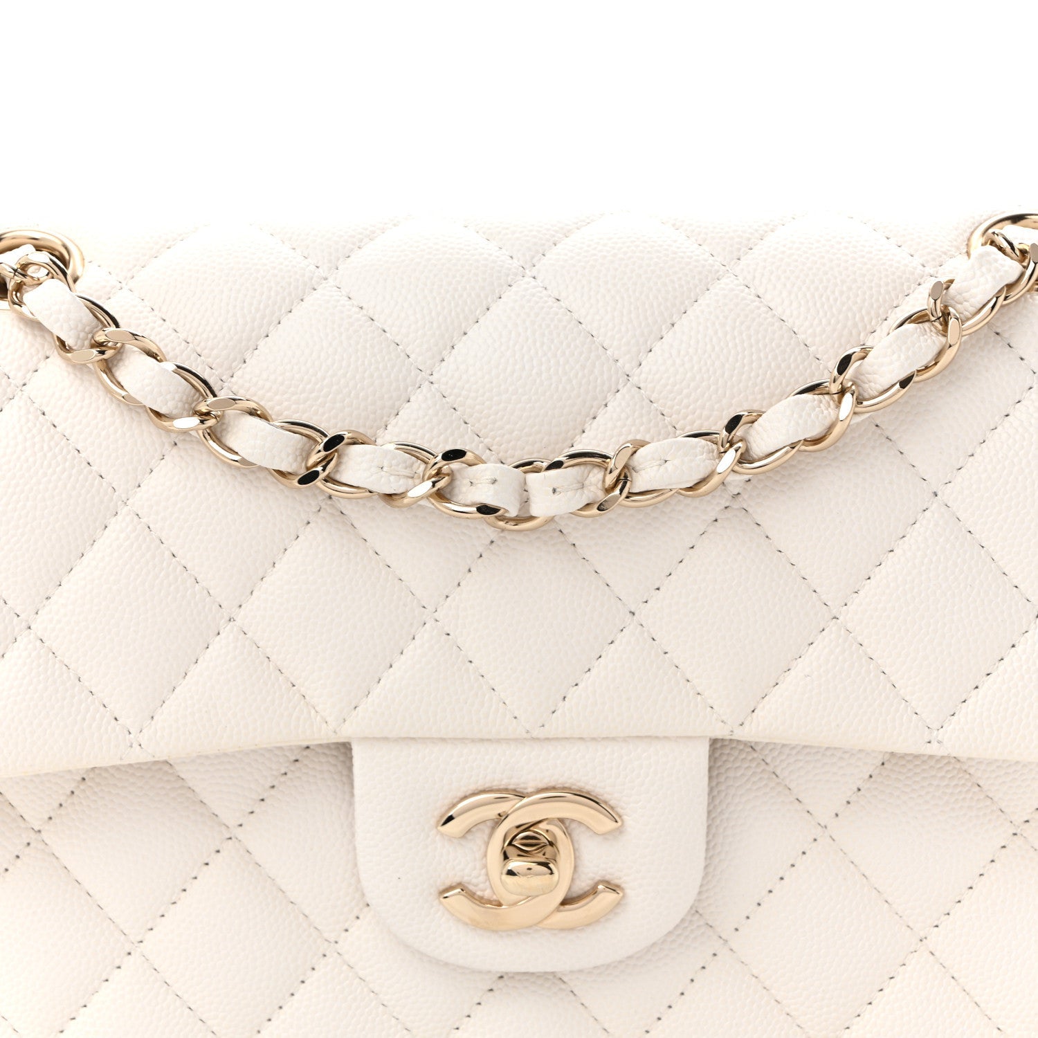 Caviar Quilted Small Double Flap White