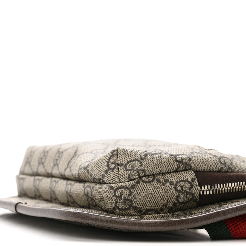 Soft GG Supreme Monogram Textured Dollar Calfskin Web Ophidia Pouch Pocket Belt Bag 85/34 Beige Ebony New Acero Black