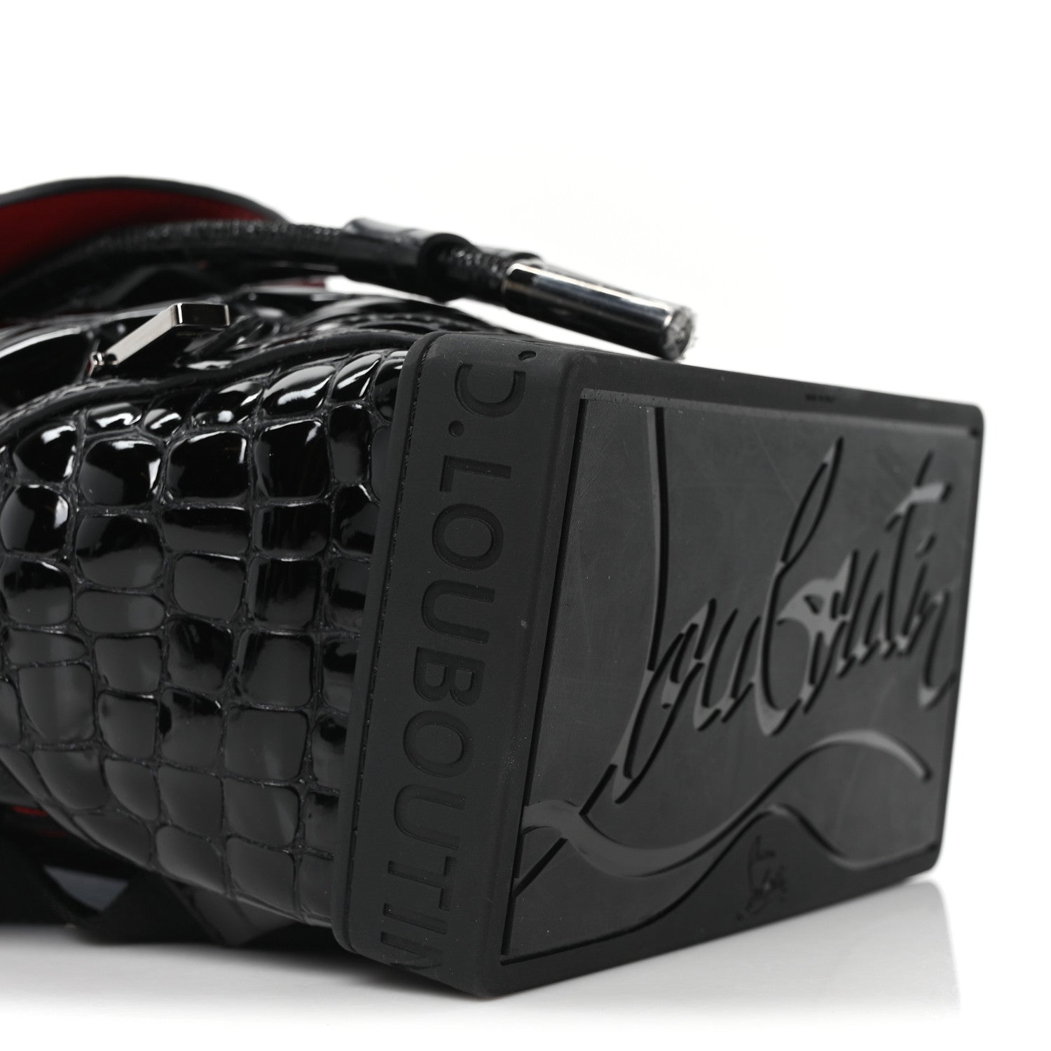 Calfskin Alligator Embossed Small Explorafunk Backpack Black