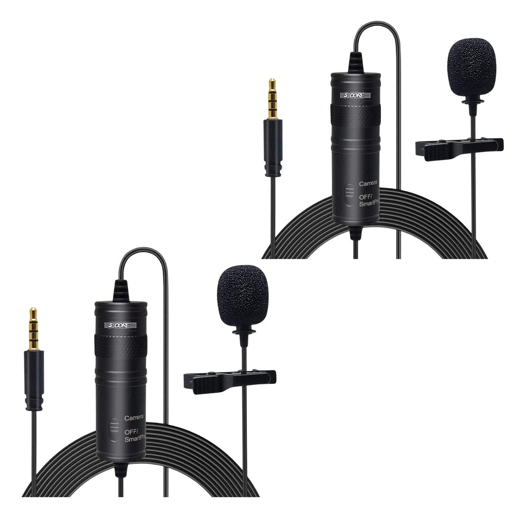 Professional Omnidirectional Lavalier Microphone 3.5mm Clip-On Lapel Mic for Smartphone DSLR Camera PC Interview Video Camcorders Audio Recorder -2 Pieces