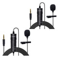 Professional Omnidirectional Lavalier Microphone 3.5mm Clip-On Lapel Mic for Smartphone DSLR Camera PC Interview Video Camcorders Audio Recorder -2 Pieces