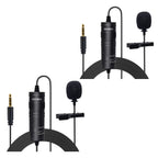 Professional Omnidirectional Lavalier Microphone 3.5mm Clip-On Lapel Mic for Smartphone DSLR Camera PC Interview Video Camcorders Audio Recorder -2 Pieces