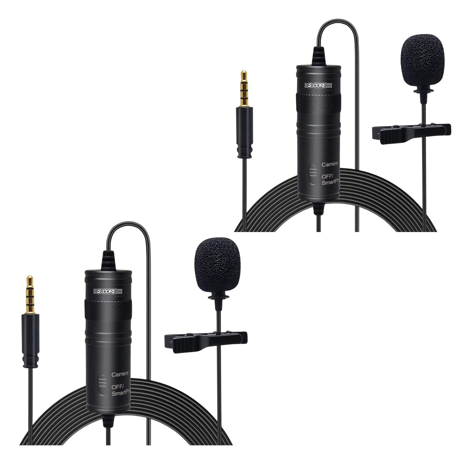 Professional Omnidirectional Lavalier Microphone 3.5mm Clip-On Lapel Mic for Smartphone DSLR Camera PC Interview Video Camcorders Audio Recorder -2 Pieces