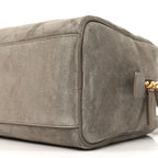 Suede Calfskin Quilted Large Perfect Bowling Bag Grey