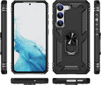 SAHARA - Bundle: Black Kickstand Series with Belt Clip Case with Tempered Glass Screen and Camera Protector - Samsung Galaxy S23