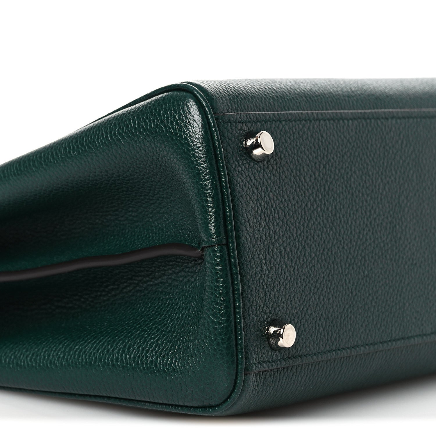 Grainy Calfskin Medium Zumi Top Handle Bag Vintage Green