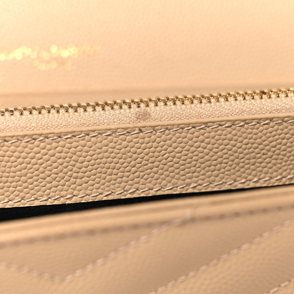Grain De Poudre Matelasse Chevron Monogram Chain Wallet Nude Powder