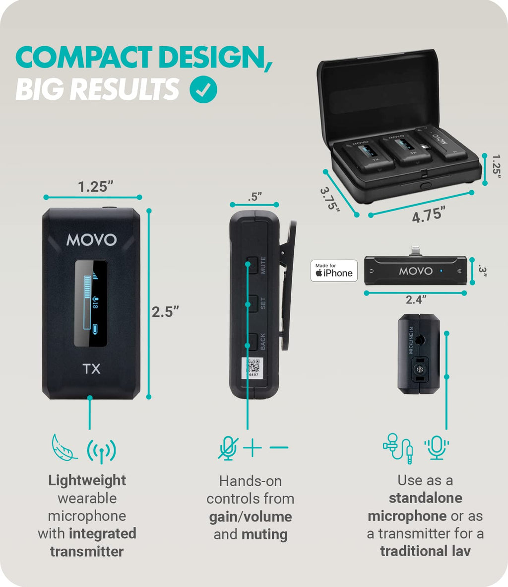 Movo WMX-2-L-DUO Dual Wireless Mic for Lightning