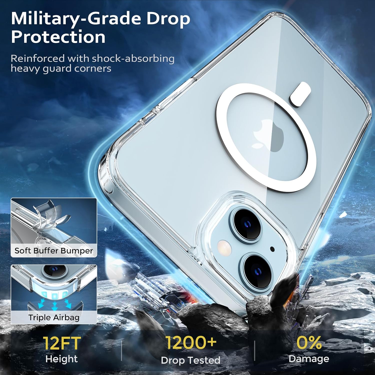 Entronix [Magnetic] Case Compatible with iPhone 16E - [Hard Back] Thick Clear