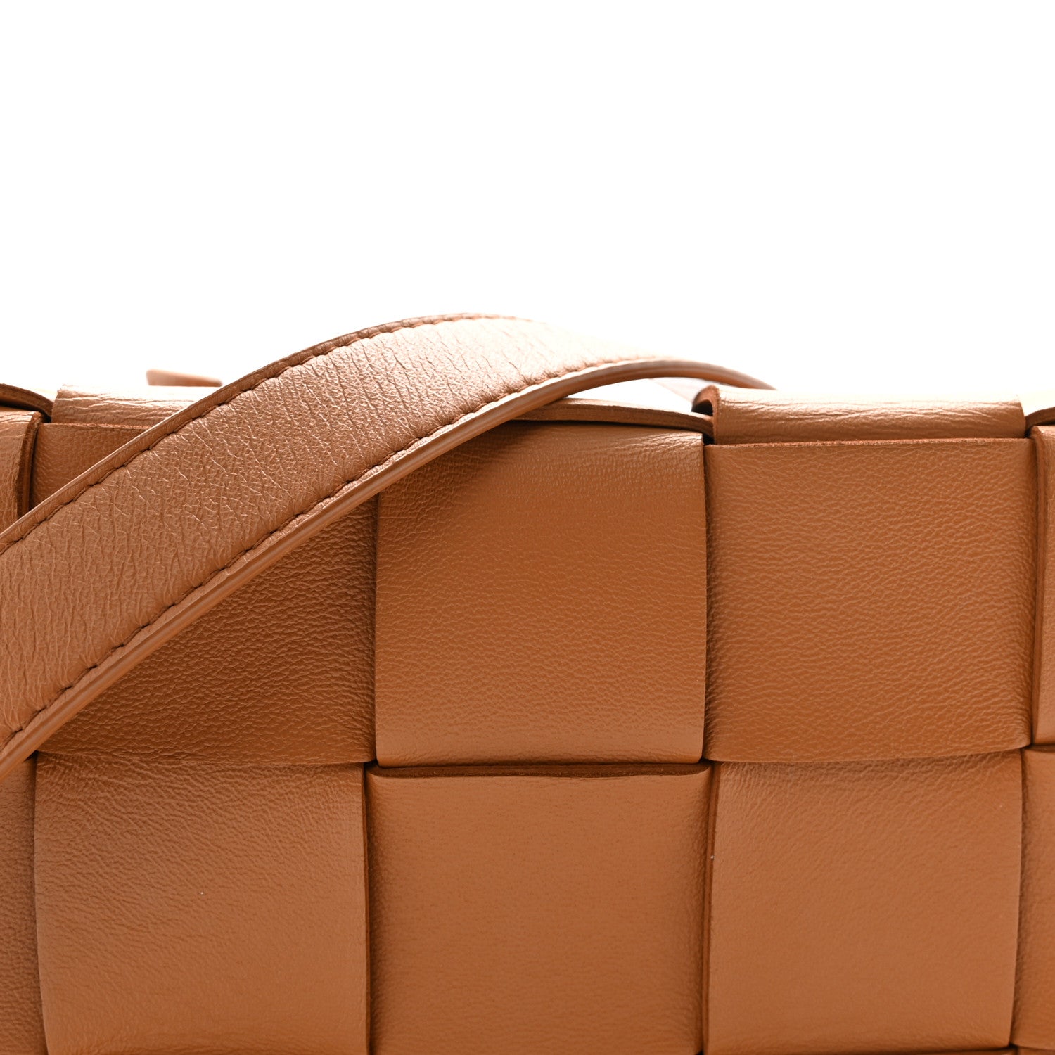 Lambskin Maxi Intrecciato Cassette Crossbody Bag Caramel