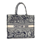 Canvas Embroidered Large Dioriviera Toile De Jouy Reverse Book Tote Blue