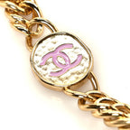Lambskin Quilted Enamel Logo Flap Card Holder On Chain Yellow