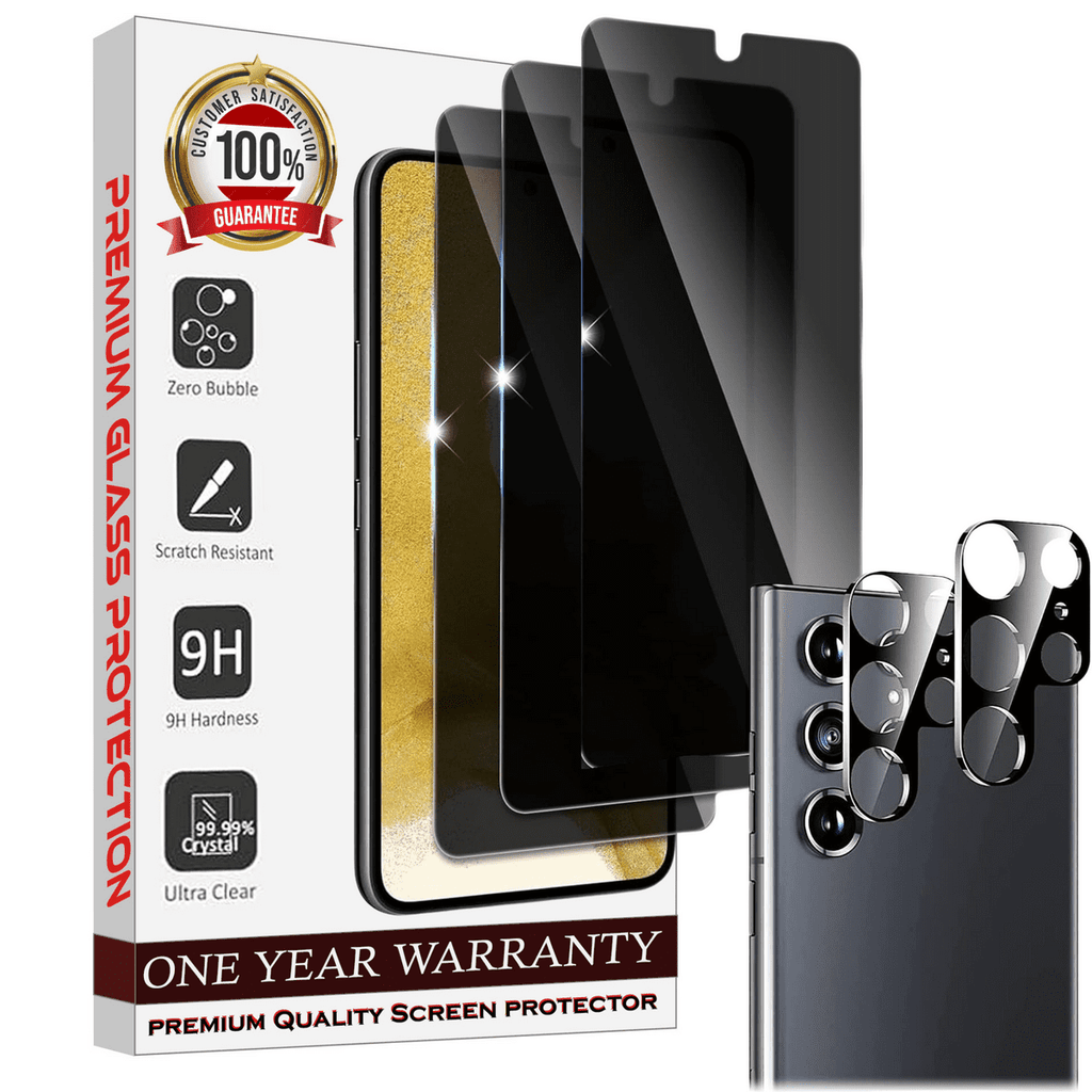 Entronix Anti-Spy Privacy Screen Protector & Camera Lens Protector Compatible with Galaxy S21 Ultra - [3+2] 5-Piece Combo