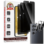 Entronix Anti-Spy Privacy Screen Protector & Camera Lens Protector Compatible with Galaxy S21 Ultra - [3+2] 5-Piece Combo
