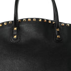 Vitello Rockstud Dome Shopper Black