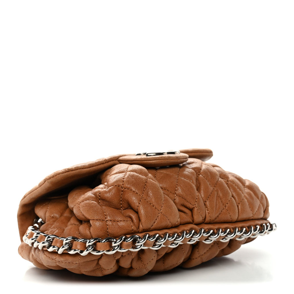 Washed Lambskin Mini Chain Around Messenger Brown