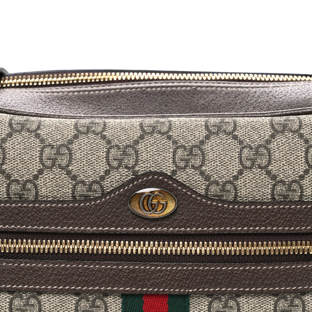 GG Supreme Monogram Web Small Ophidia Shoulder Bag Brown