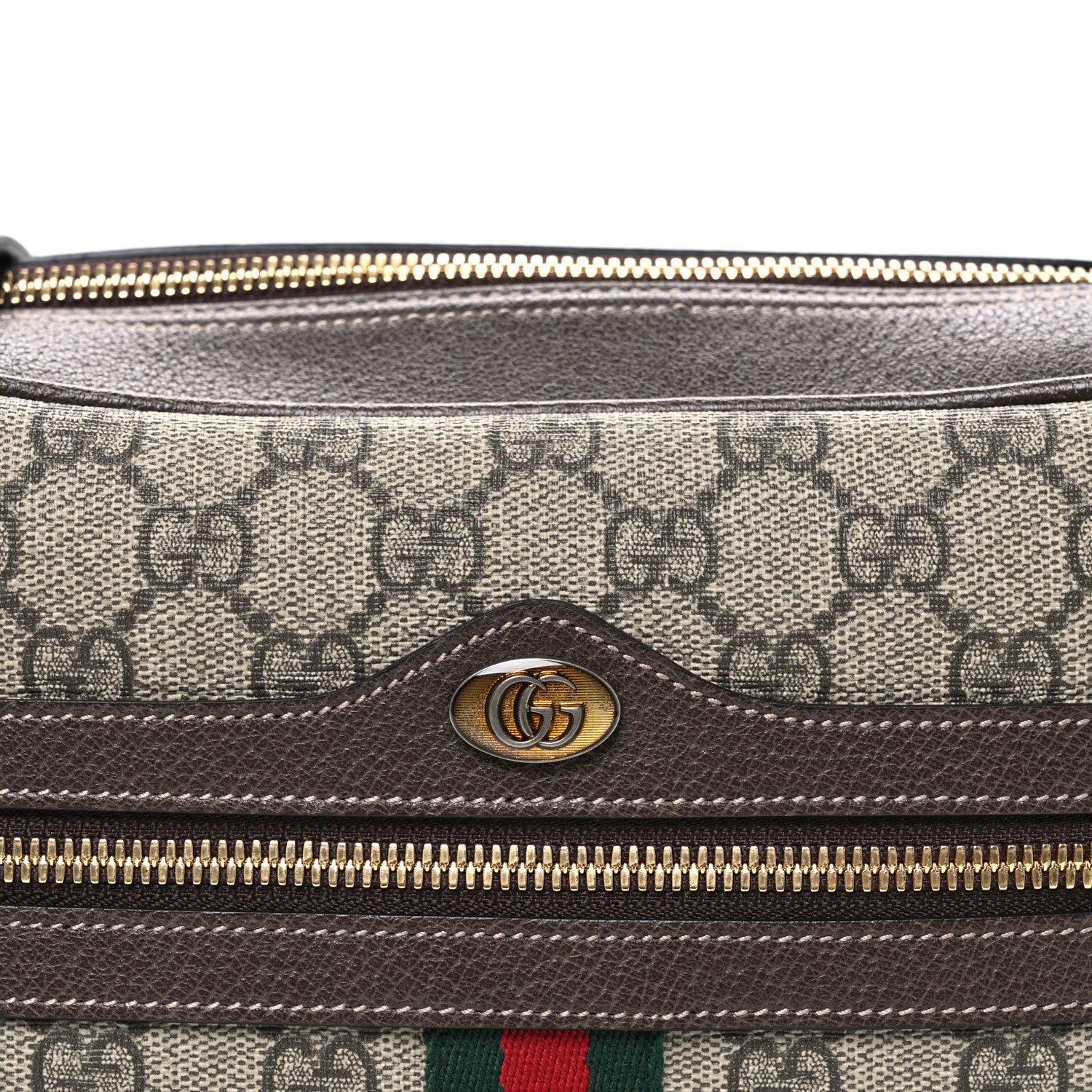 GG Supreme Monogram Web Small Ophidia Shoulder Bag Brown