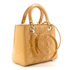 Patent Cannage Medium Lady Dior Beige