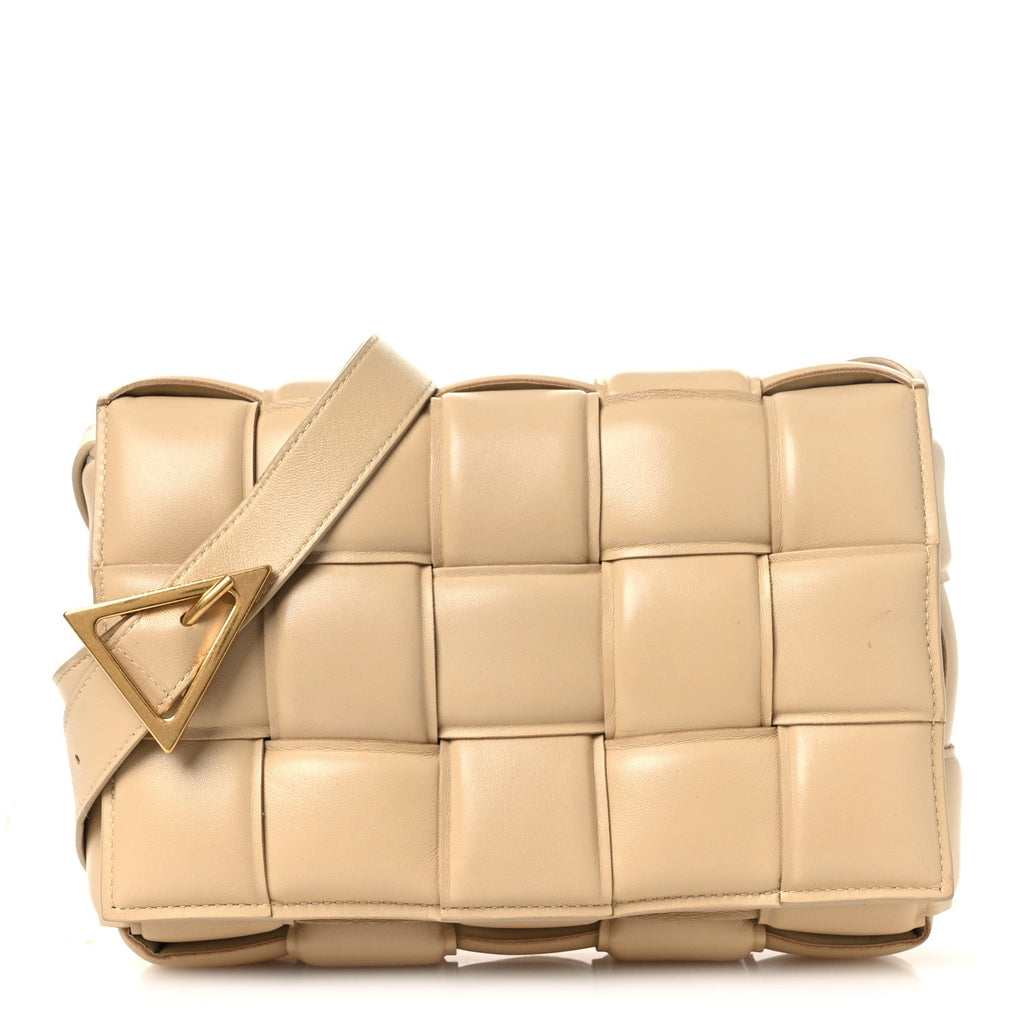 Nappa Maxi Intreccio Padded Cassette Crossbody Bag Porridge