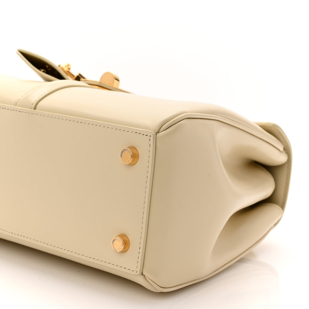 Satinated Calfskin Small 16 Top Handle Bag Beige