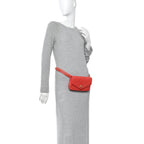 Calfskin Quilted Flap Waist Bag Red