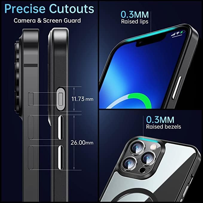 Entronix [Magnetic] Case Compatible with iPhone 13 Pro Max - [Clear Back] Soft Matte Frame