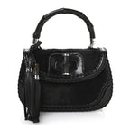 Pony Hair New Bamboo Medium Top Handle Bag Black