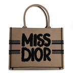 Canvas Embroidered Medium Miss Dior Graffiti Book Tote Beige Multicolor