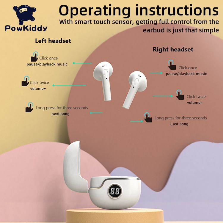 SQ1 touch wireless Bluetooth headset LED electric display touch music stereo delay free video game headset