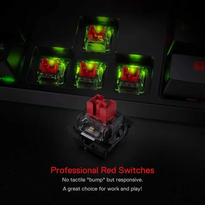 Redragon K582 SURARA RGB Mechanical Gaming Keyboard with 104 Linear Red Switches and Quiet Backlighting - Red Switch