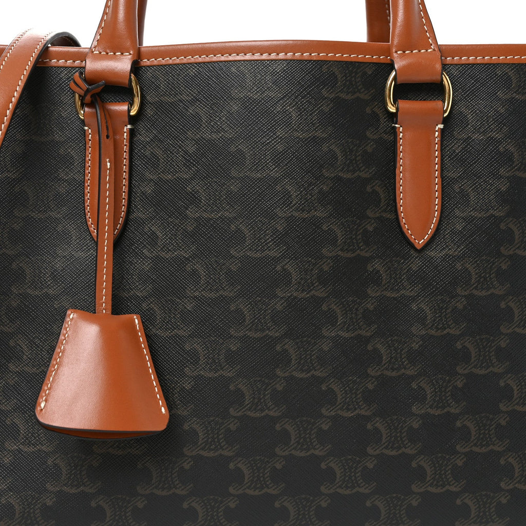 Triomphe Canvas Calfskin Mini Horizontal Cabas Tan