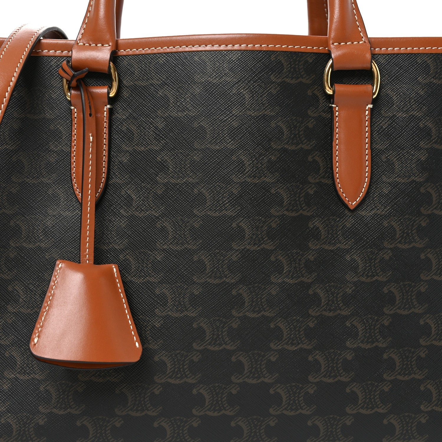 Triomphe Canvas Calfskin Mini Horizontal Cabas Tan