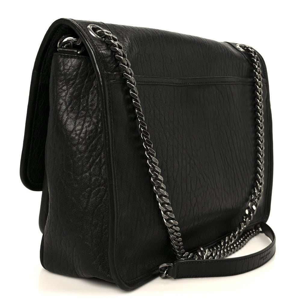 Grained Lambskin Monogram Large Niki Chain Satchel Black