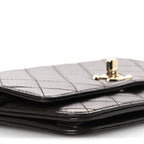 Lambskin Quilted Trendy CC Wallet On Chain WOC Dark Brown