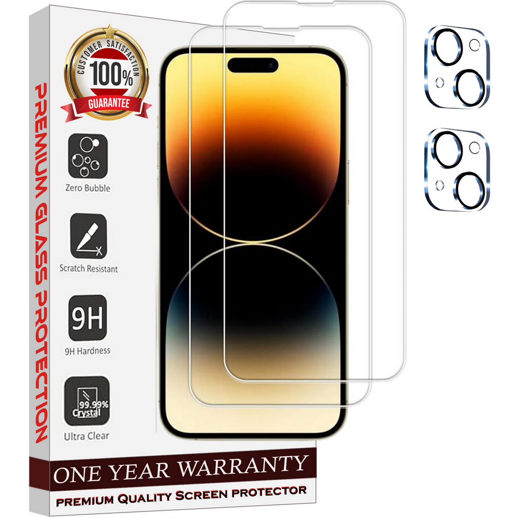 Entronix Clear Screen Protector & Camera Lens Protector Compatible with iPhone 15 - 4-Piece Combo