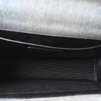Denim Mixed Matelasse Triquilt Medium Monogram Envelope Satchel Blue