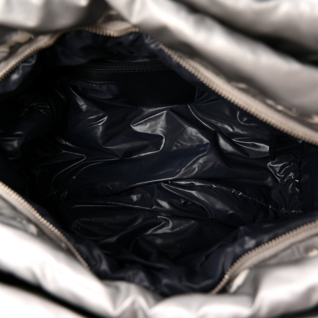 Nylon Coco Cocoon Zipped Tote Silver