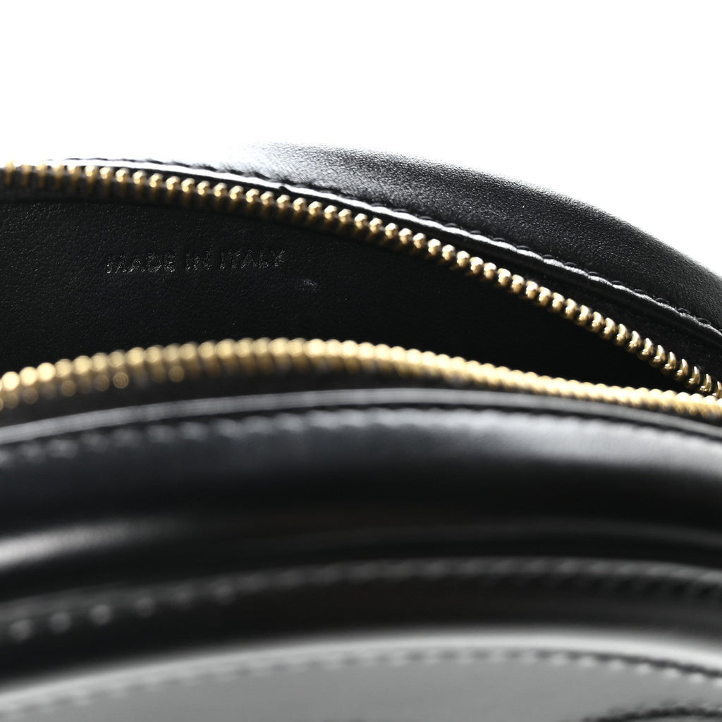 Smooth Calfskin Cuir Small Triomphe Oval Crossbody Purse Black