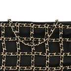 Lambskin Chain Frame Shoulder Bag Black